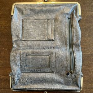 Silver Metallic Evening Clutch - Foldover Magnetic Closure - Like New